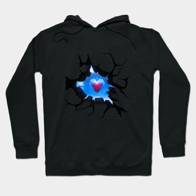 frozen heart   Anamorphic Illusion  ( Large Print ) Hoodie by CkKong